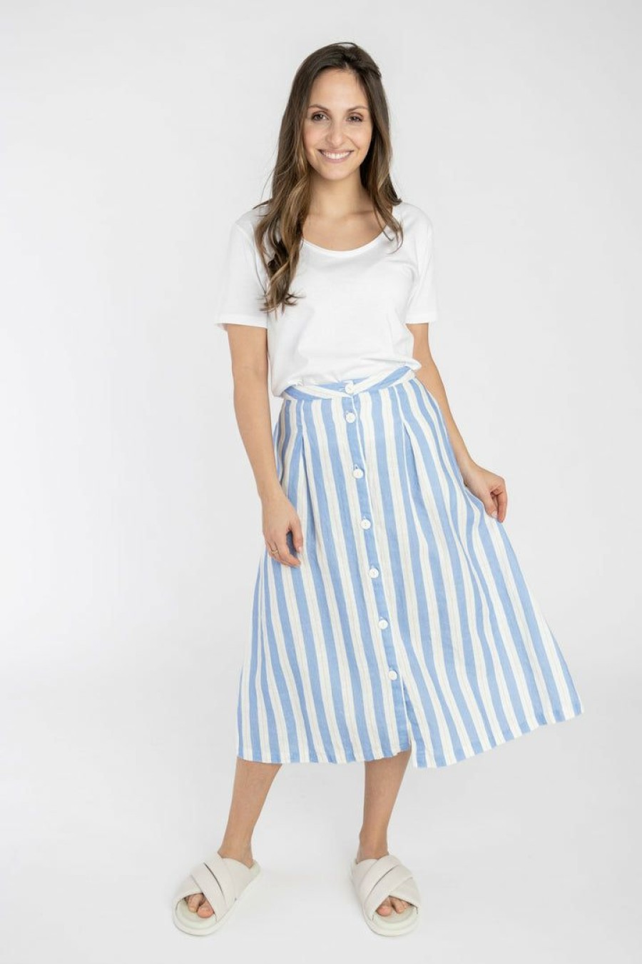 Naiset STORY OF MINE Hameet | Linen Striped Midi Skirt